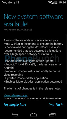 Moto X Android 444 Update