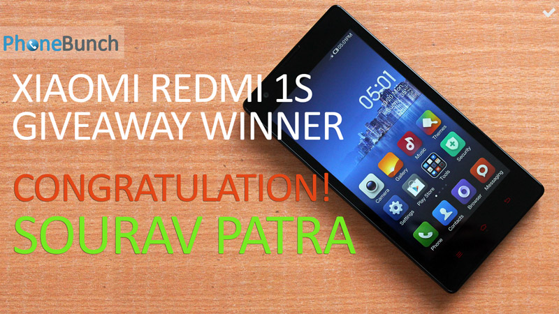 Redmi 1s Giveaway Winner