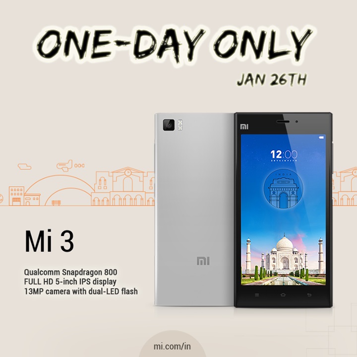 Xiaomi Mi3 Republic Day Sale
