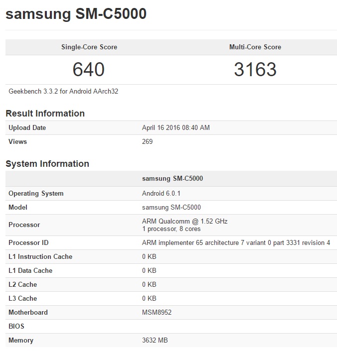 Samsung Smc5000 Gaalxy C5 Specs