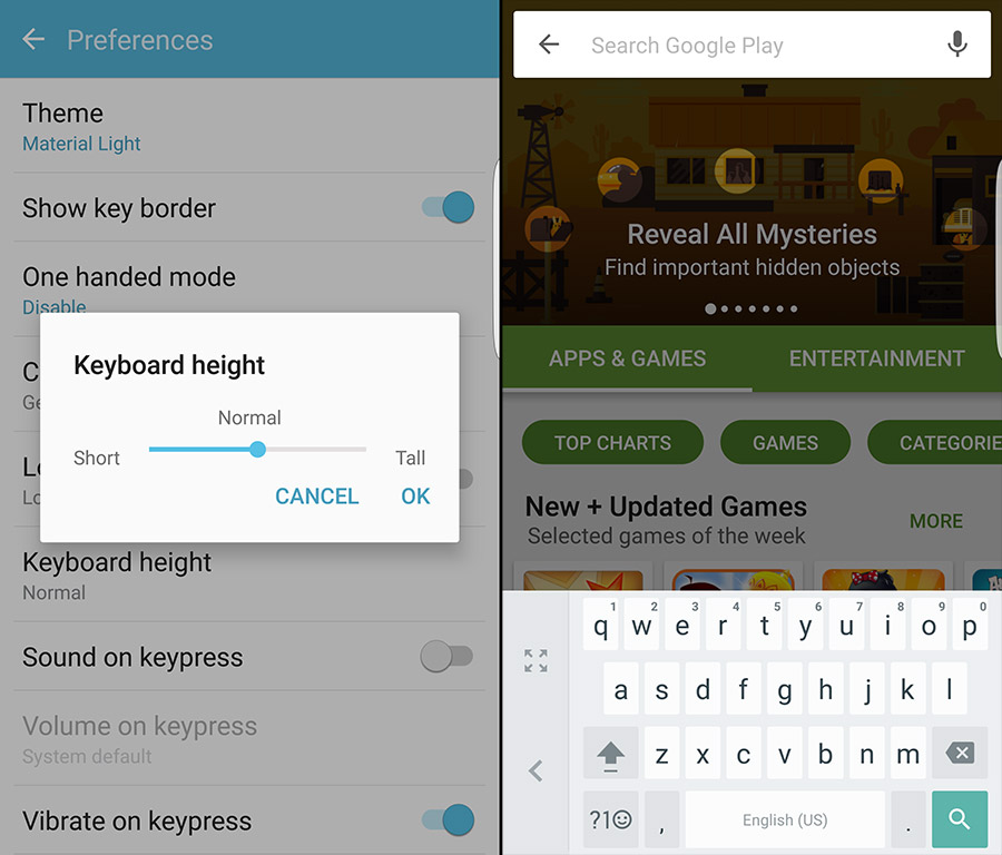 Google Keyboard Update Height Onehanded Mode