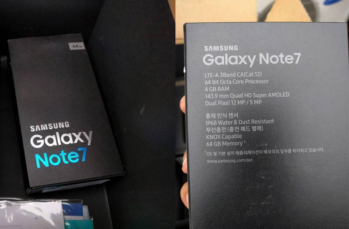 Galaxy Note 7 Packaging Leaks