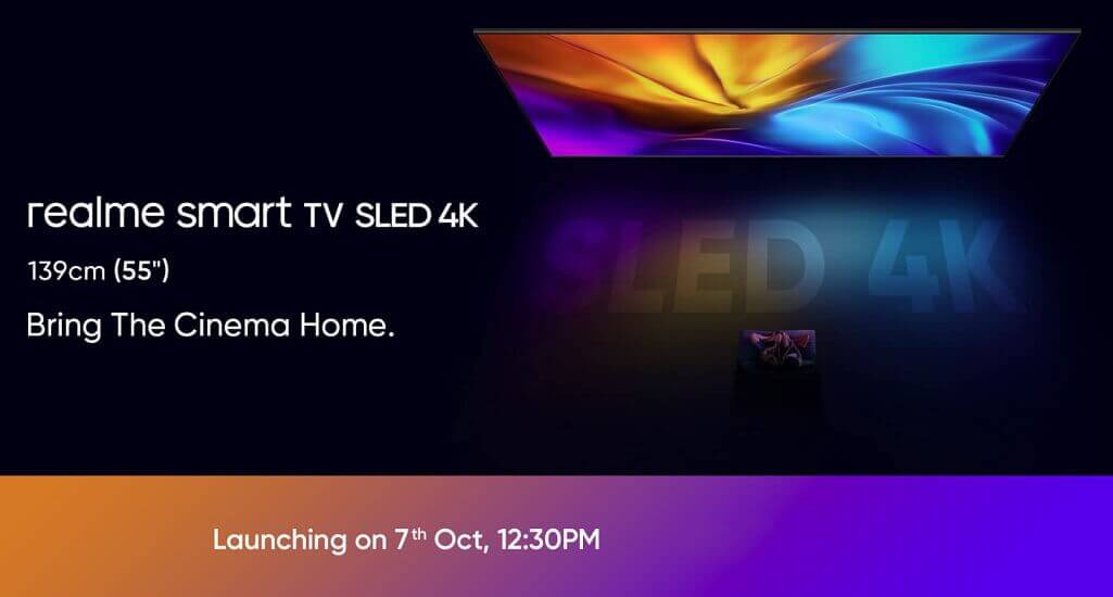 Realme smart TV SLED 4k 55  launch date india