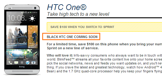 Black Htc One Sprint