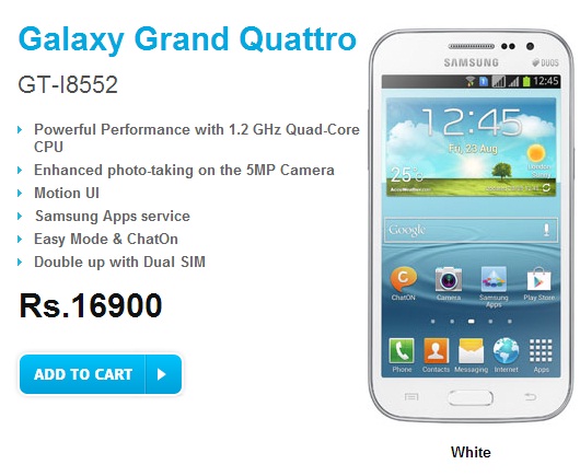 Samsung Galaxy Grand Quattro Galaxy Win Price