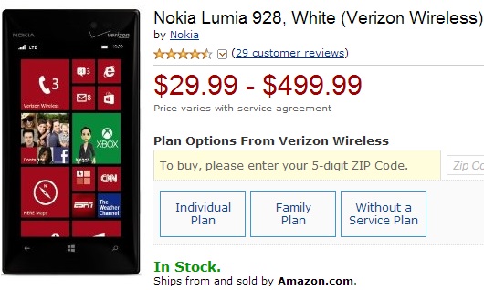 Nokia Lumia 928 Price Cut Amazon