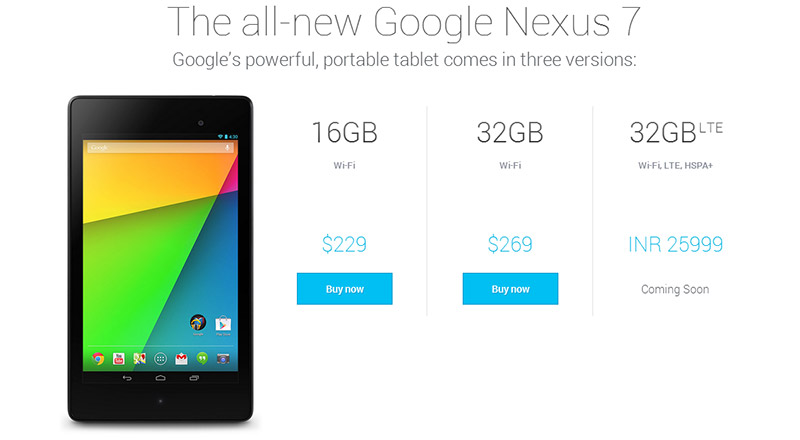 Nexus 7 India Price