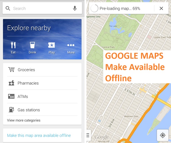 Google Maps Make Available Offline
