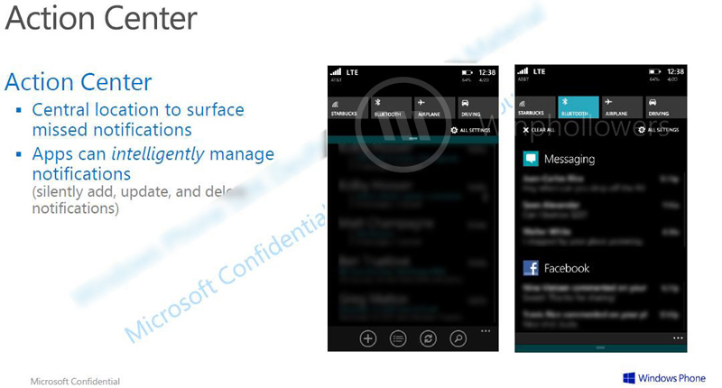 Windows Phone 81 Action Center Leak