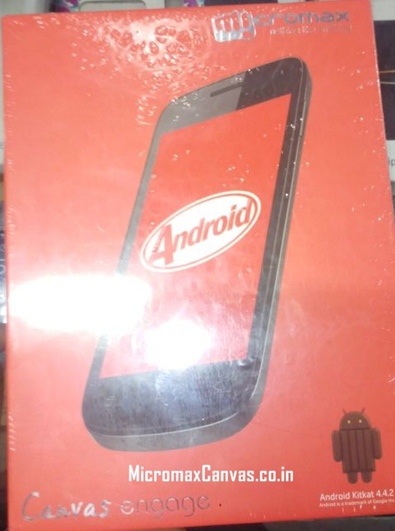 Micromax Canvas Enagage A091 Retail Box Front