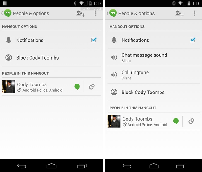 Google Hangouts Update Custom Ringtones