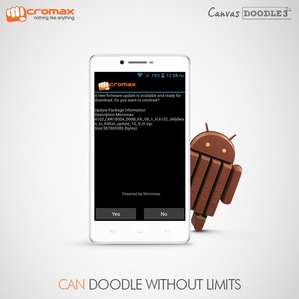Micromax Canvas Doodle 3 Kitkat Update