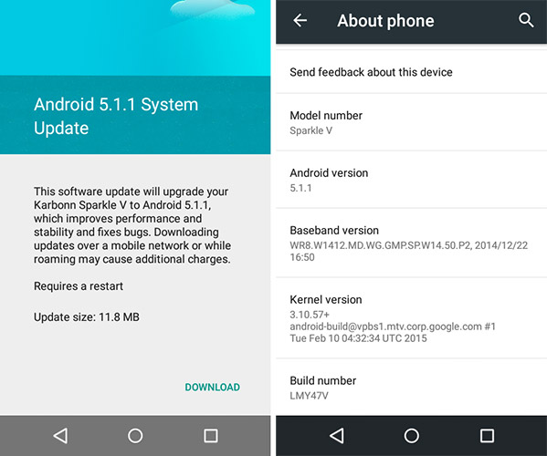 Android One Lollipo 511 Update