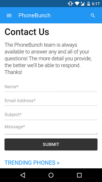 Phonebunch Mobile Contact Us