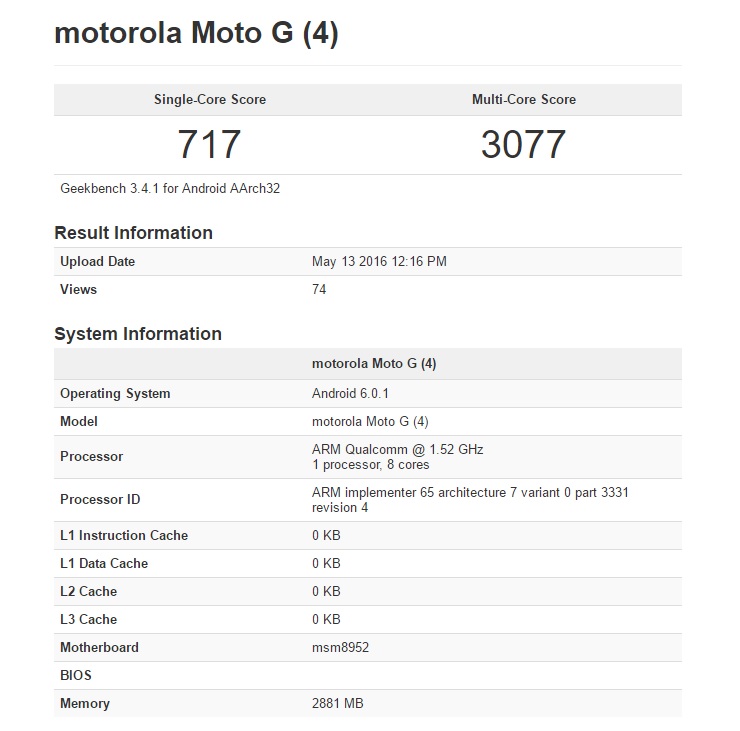 Moto G4 2016 Specs Leak