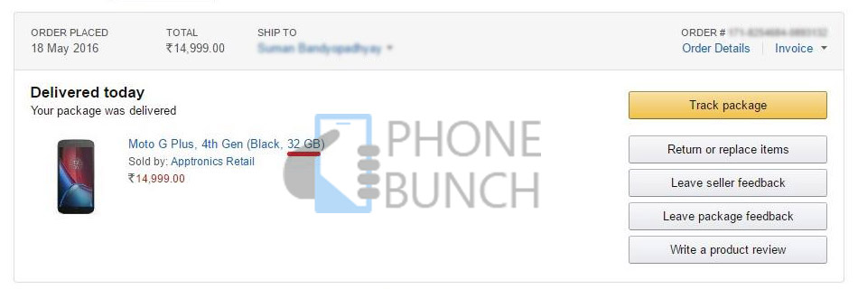 Moto G4 Plus Order Issue Amazon
