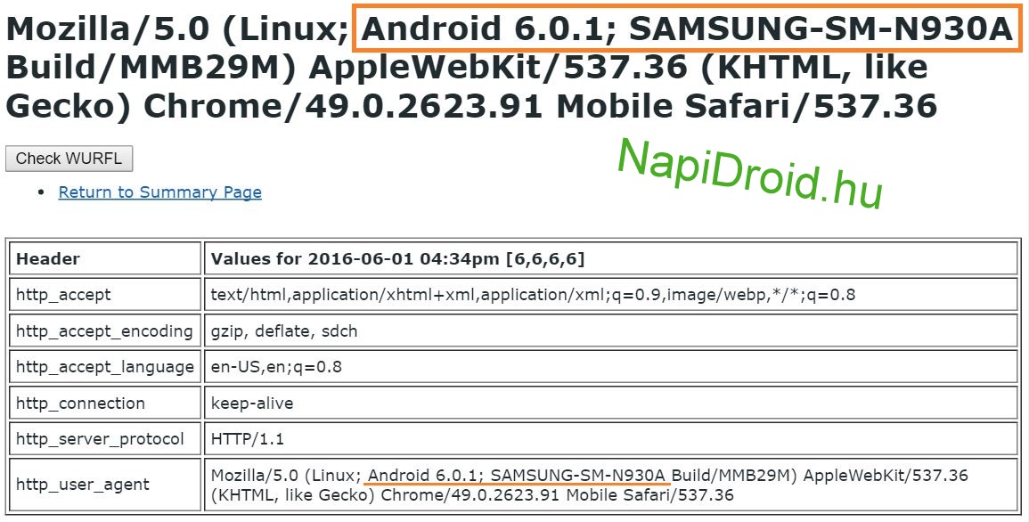 Samsung SM N930A User Agent Profile