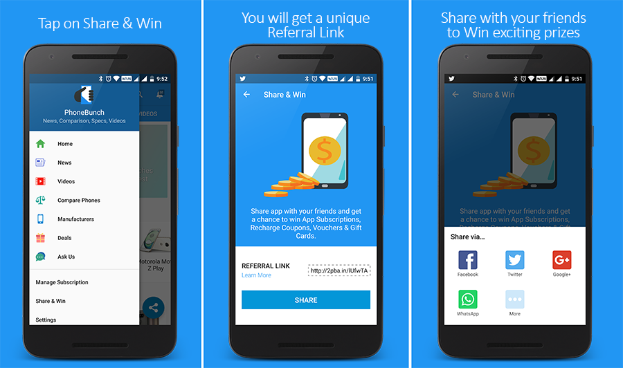 phonebunch app share and win