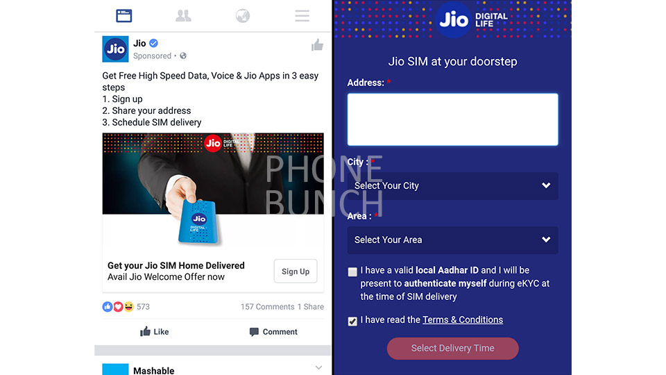 reliance jio sim card home delivery