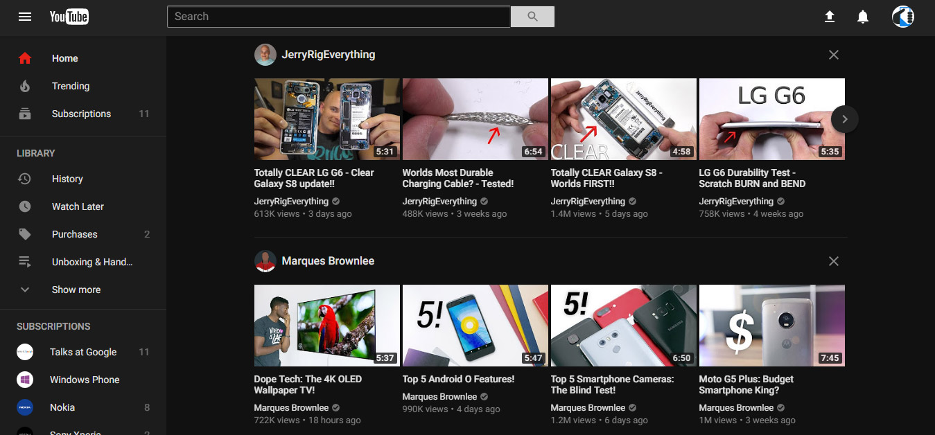 youtube redesign dark mode