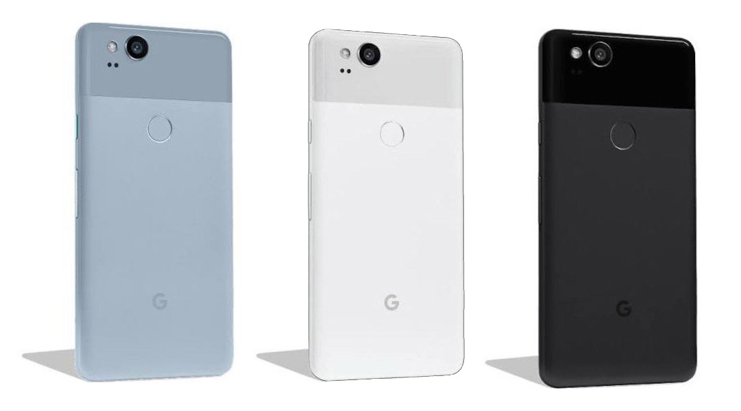 pixel 2 kinda blue clearly white just black