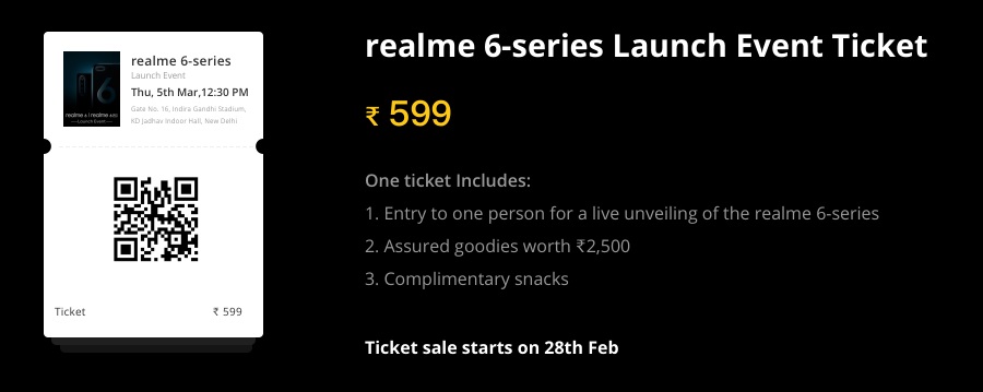 realme 6 series launch event tickets