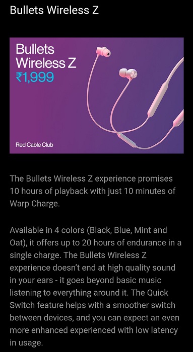 Oneplus bullets wireless z price