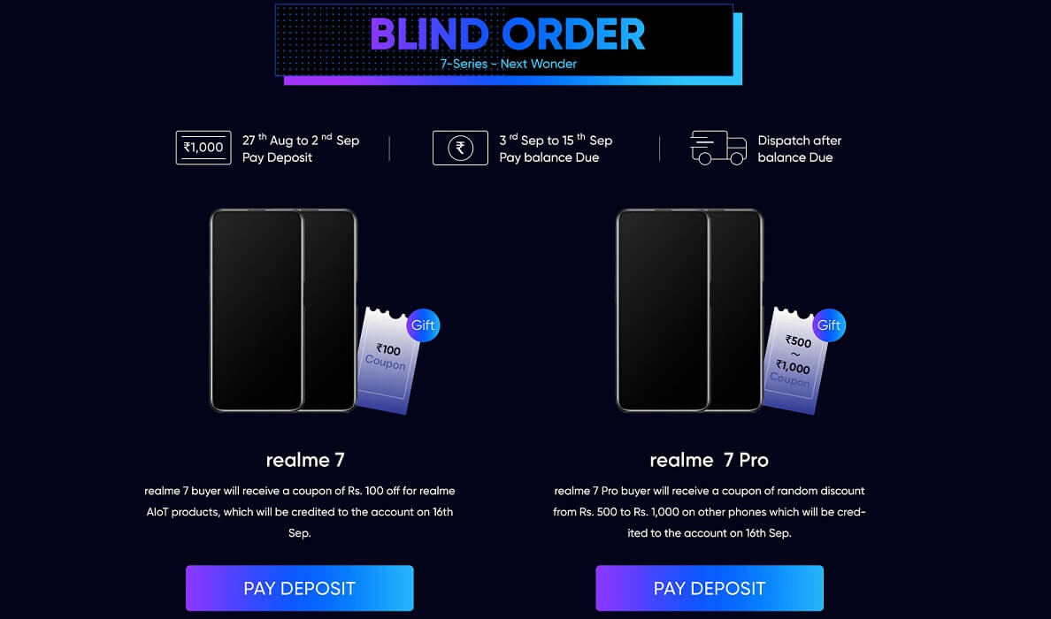 Realme 7 series blind order