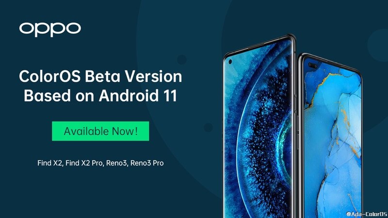 OPPO Find X2 Reno 3 ColorOS 11 beta Android 11