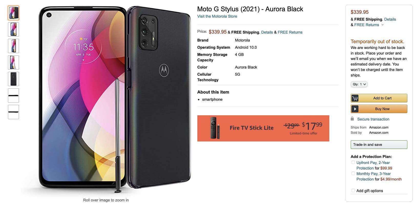 Motorola Moto G Stylus (2021) leaked by Amazon with Key specifications