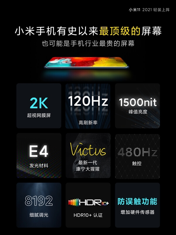 Xiaomi Mi 11 Pro display panel