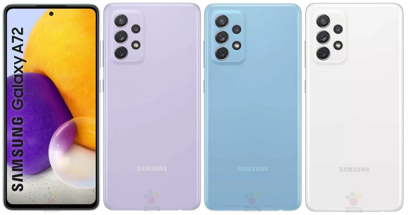 Samsung Galaxy A72 4G leak all colors 