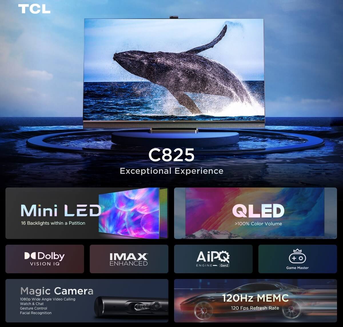 TCL C825 QLED TV features