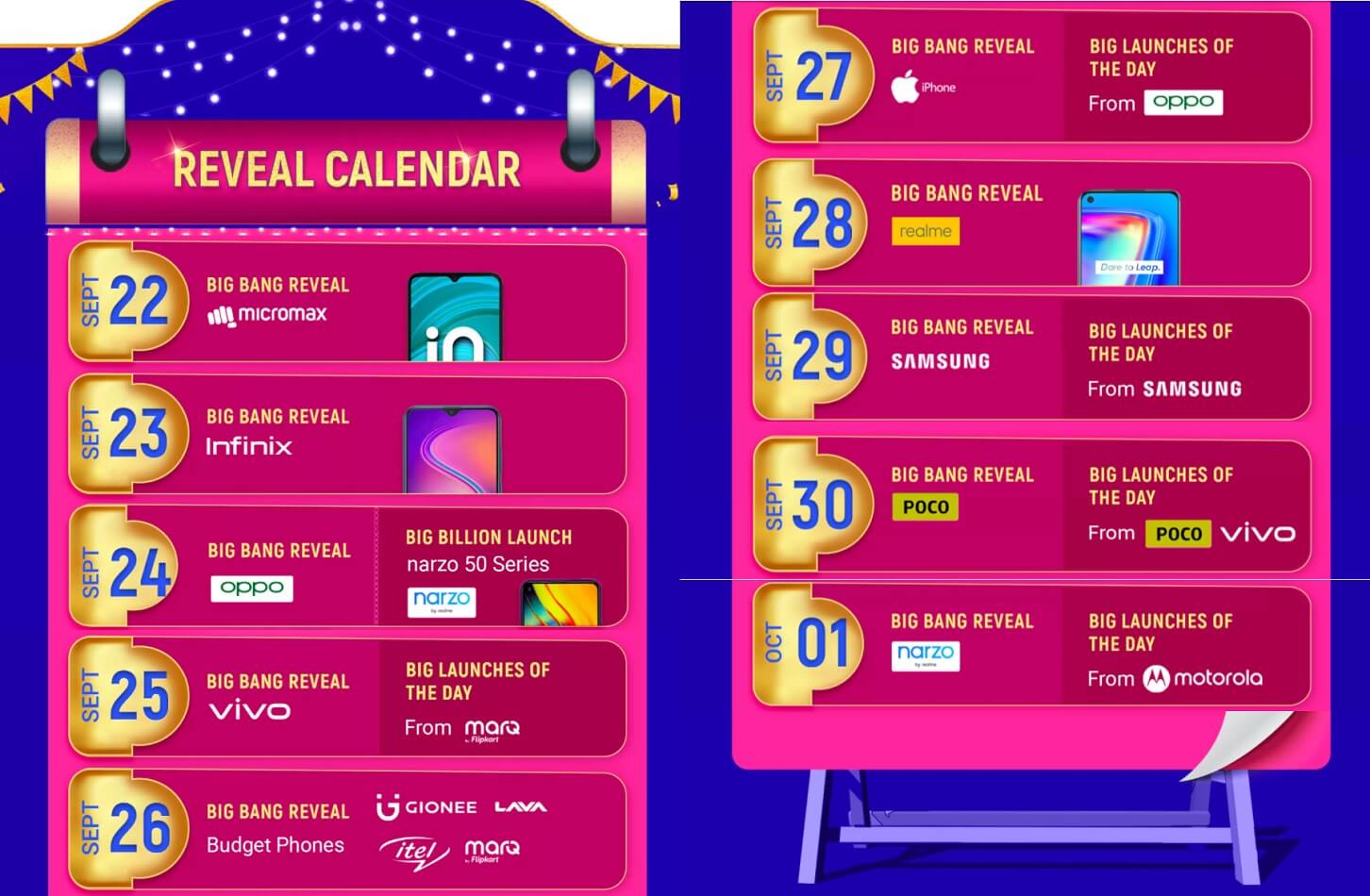 Flipkart Big Billion Days sale 2021 Reveal calendar