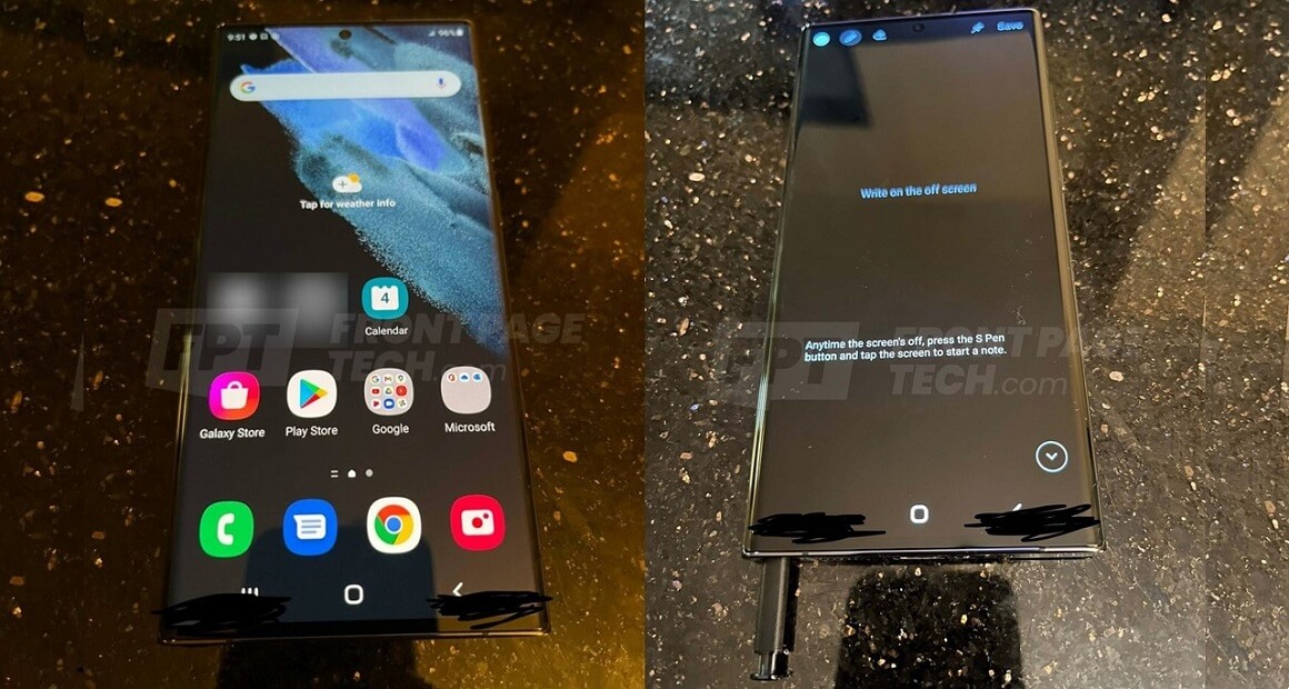 Samsung Galaxy S22 Ultra render live images leak