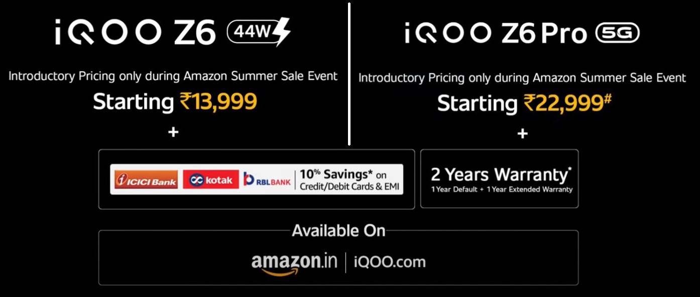iQOO Z6 Pro and iQOO Z6 44W launch offers
