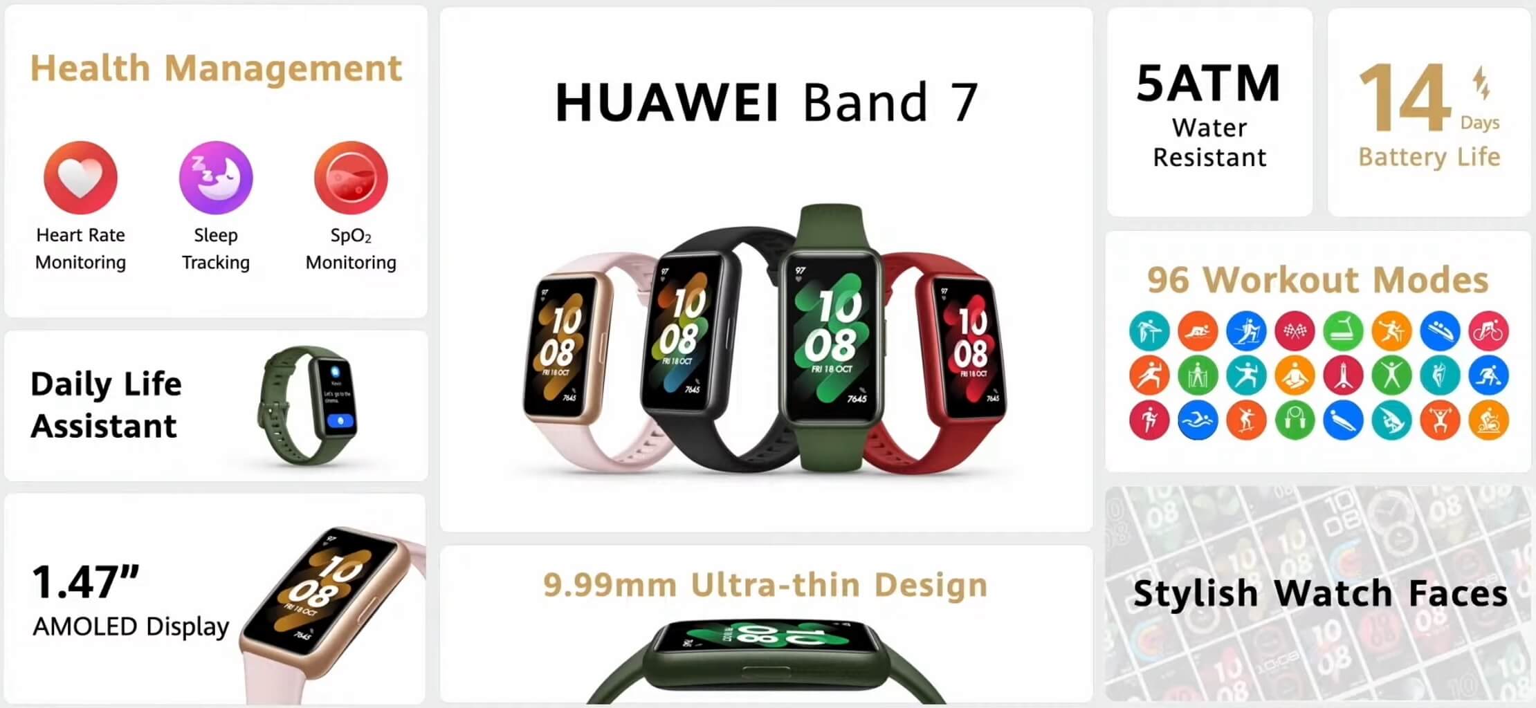 Huawei band 7 features Global