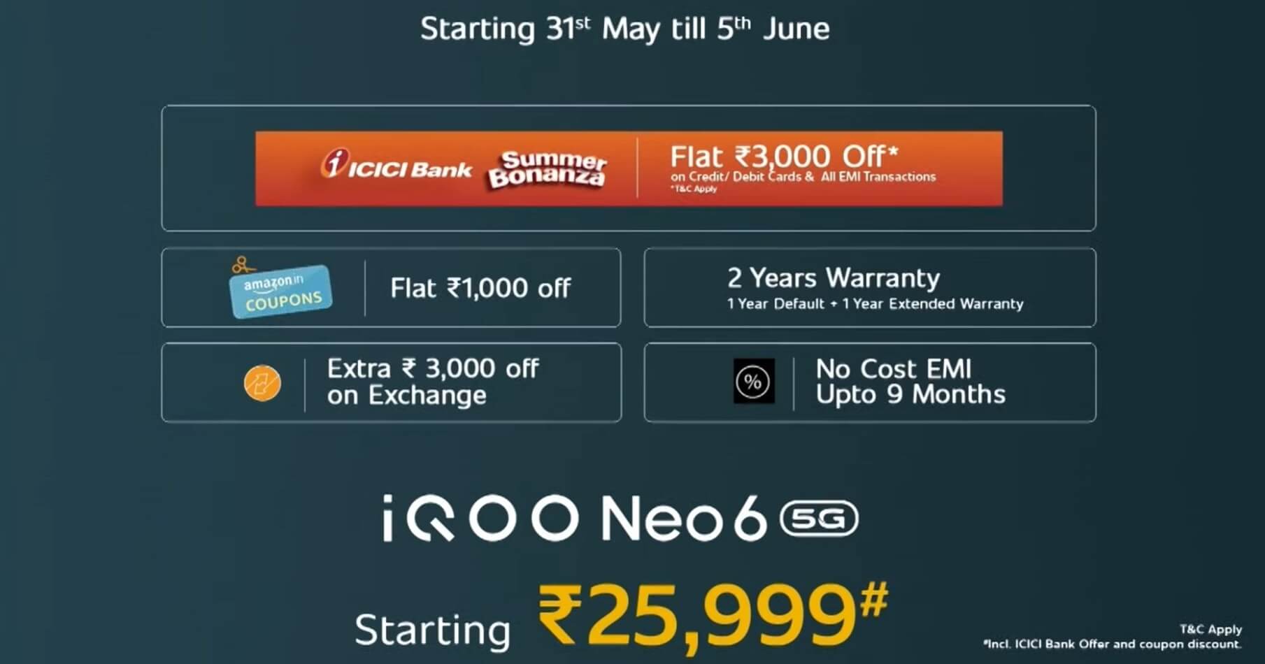 iQOO Neo6 5G launch offers India