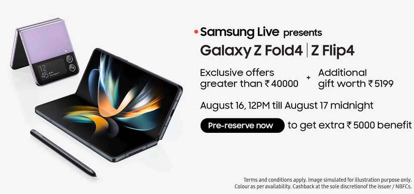 Galaxy Z Fold4 Flip4 pre booking India