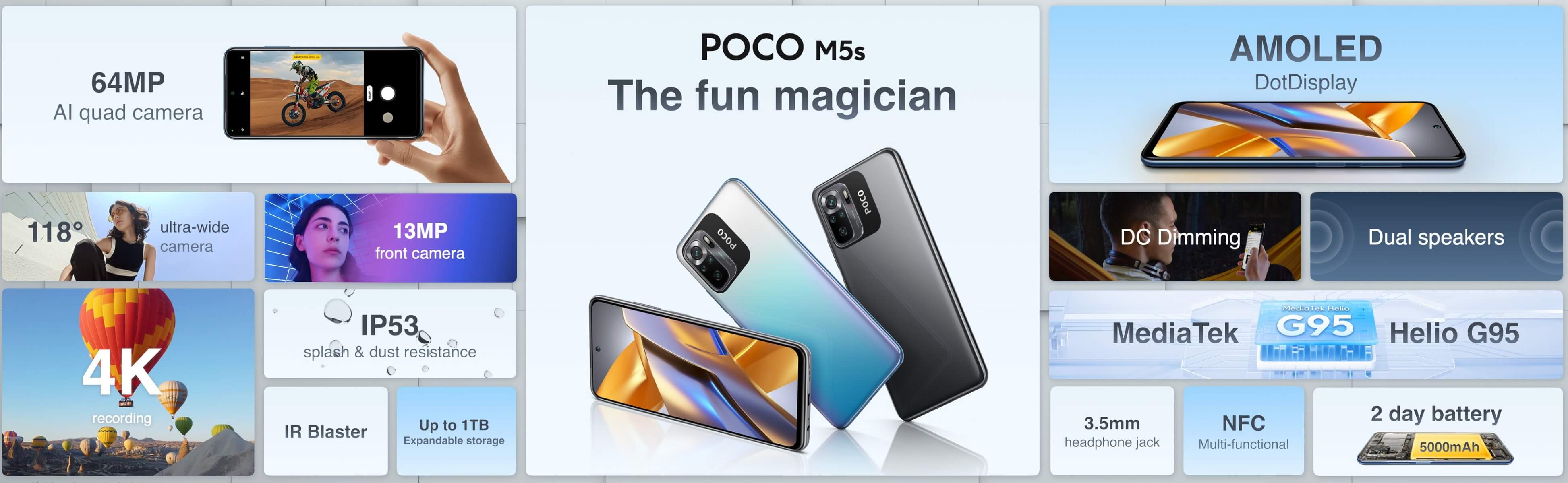 POCO M5s - Smartphone 4+128GB, 6.43 Inch FHD+ AMOLED DotDisplay