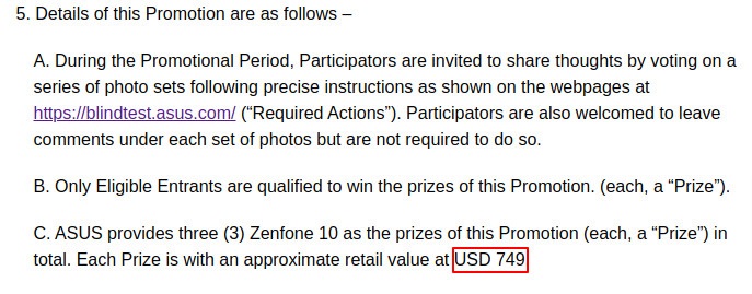 ASUS Zenfone 10 price leak page