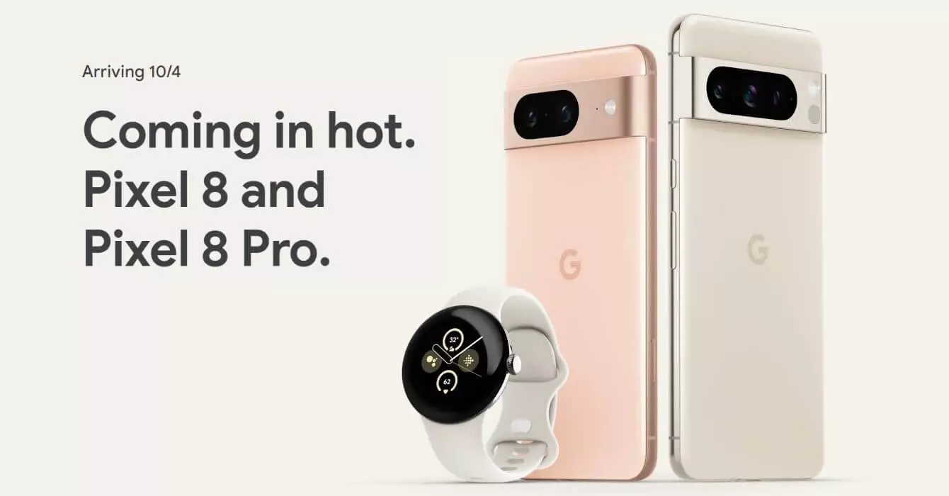 Google Pixel 8 Pixel 8 Pro and Pixel Watch 2 Pixel buds launch date teaser.