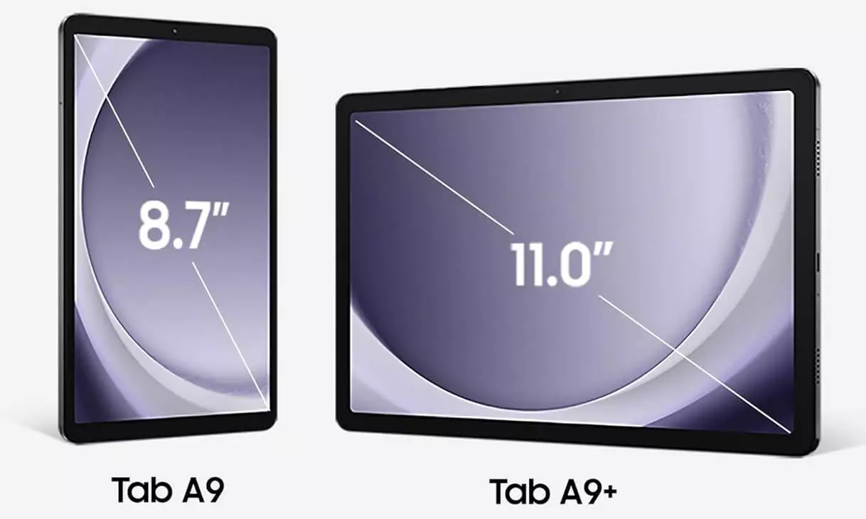 Samsung galaxy Tab A9 and galaxy Tab A9 Plus display.