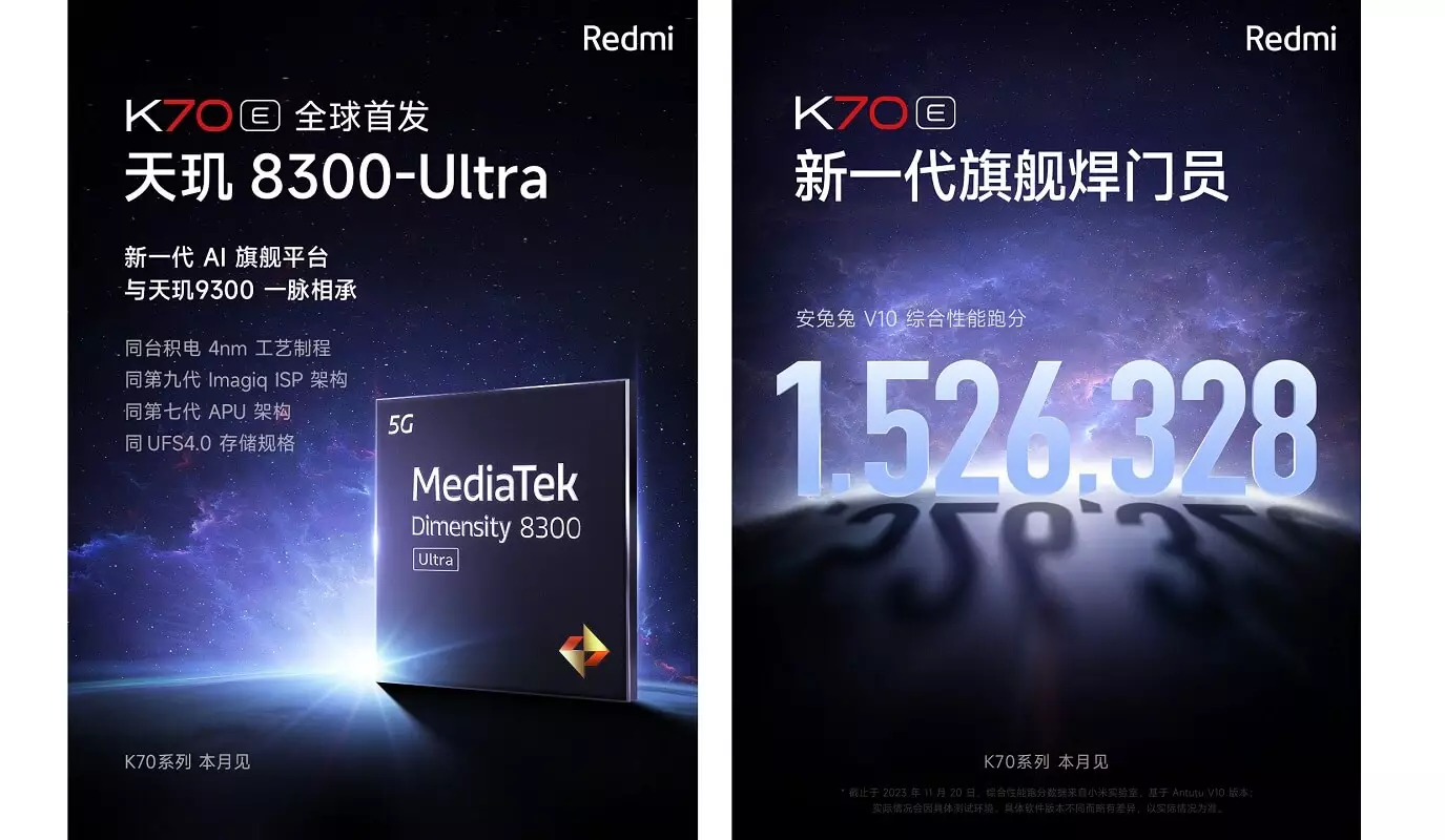 Redmi K70E with Dimensity 8300 Ultra Antutu score.