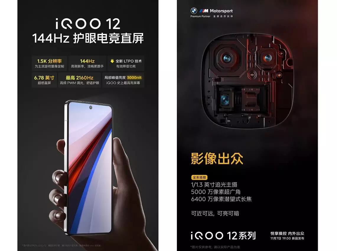 iQOO 12 series display camera specs.