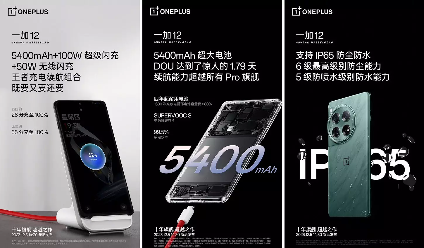 OnePlus 12 battery charging ip65 cn.