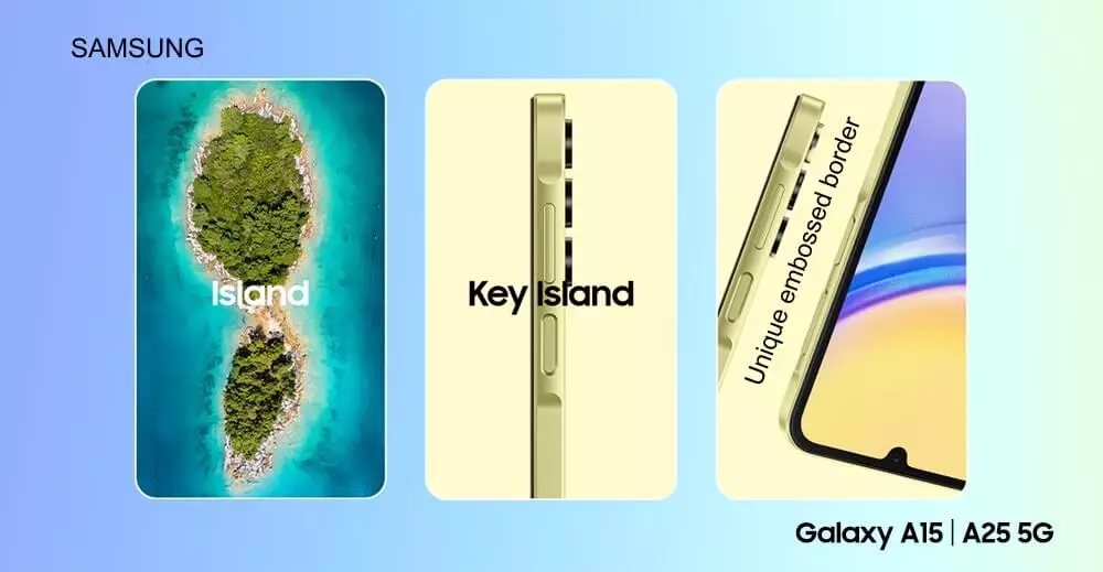 Samsung Galaxy A15 and Galaxy A25 5G Key island design vn.