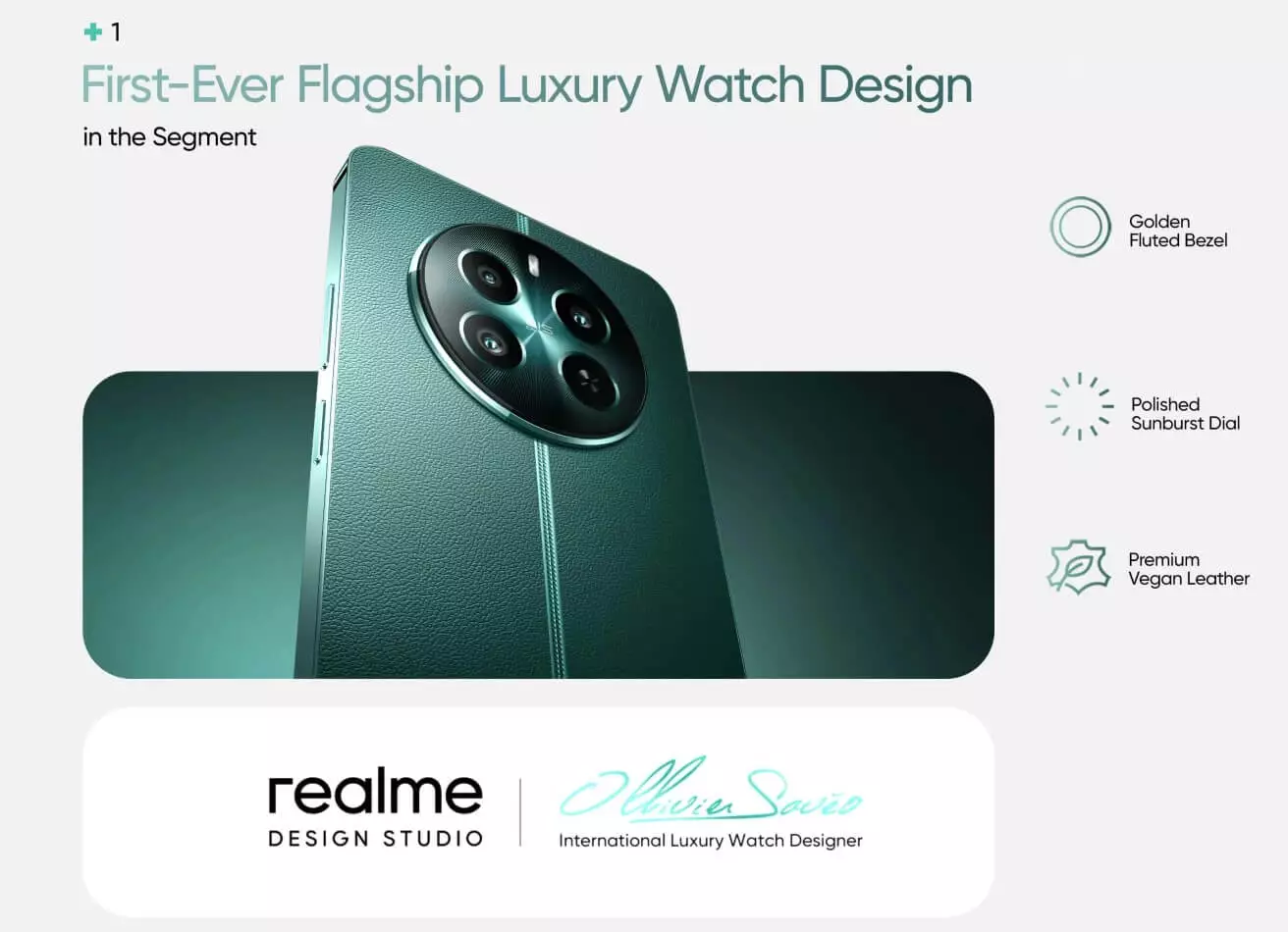 realme 12 Plus design teaser India.
