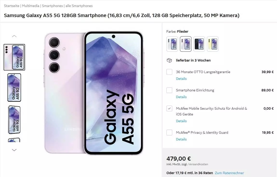 samsung galaxy a55 Prices leak.