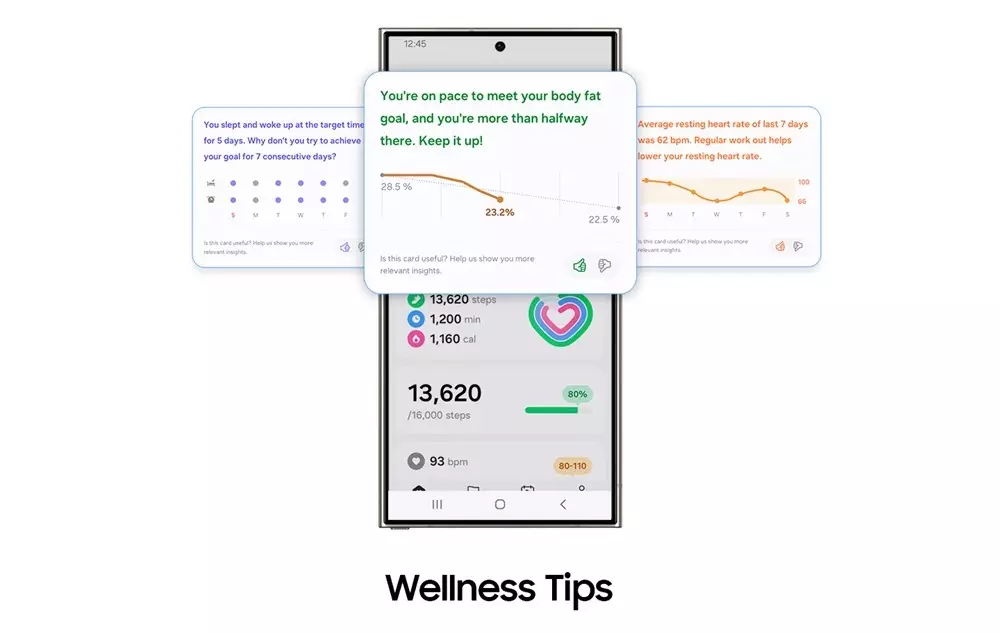 One UI 6 Watch Galaxy AI Wellness Tips.